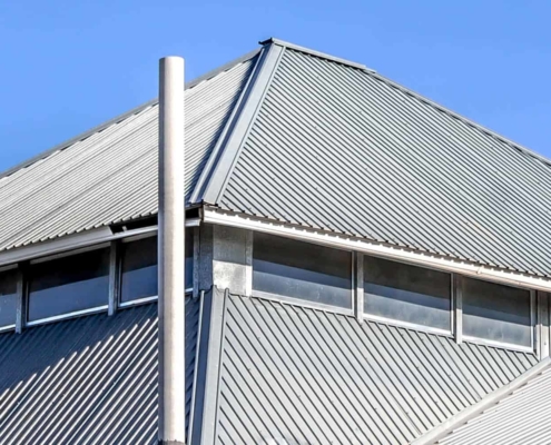 The roof of the house is made of galvanized metal profile