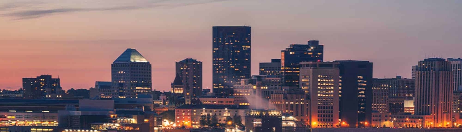 City skyline at night