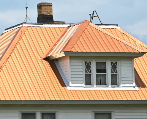 View of a building with a copper roof