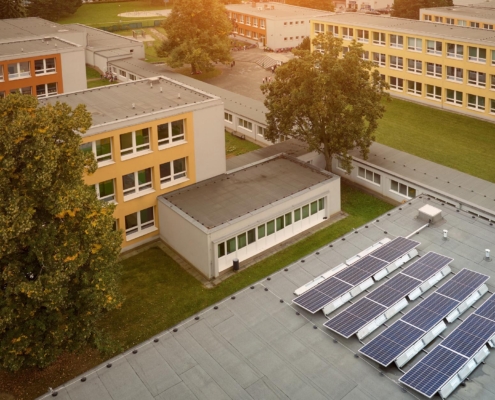 Solar power plant on the school roof