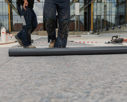 Close up view of the Commercial Roof Installation Process