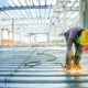 Worker welding metal structure
